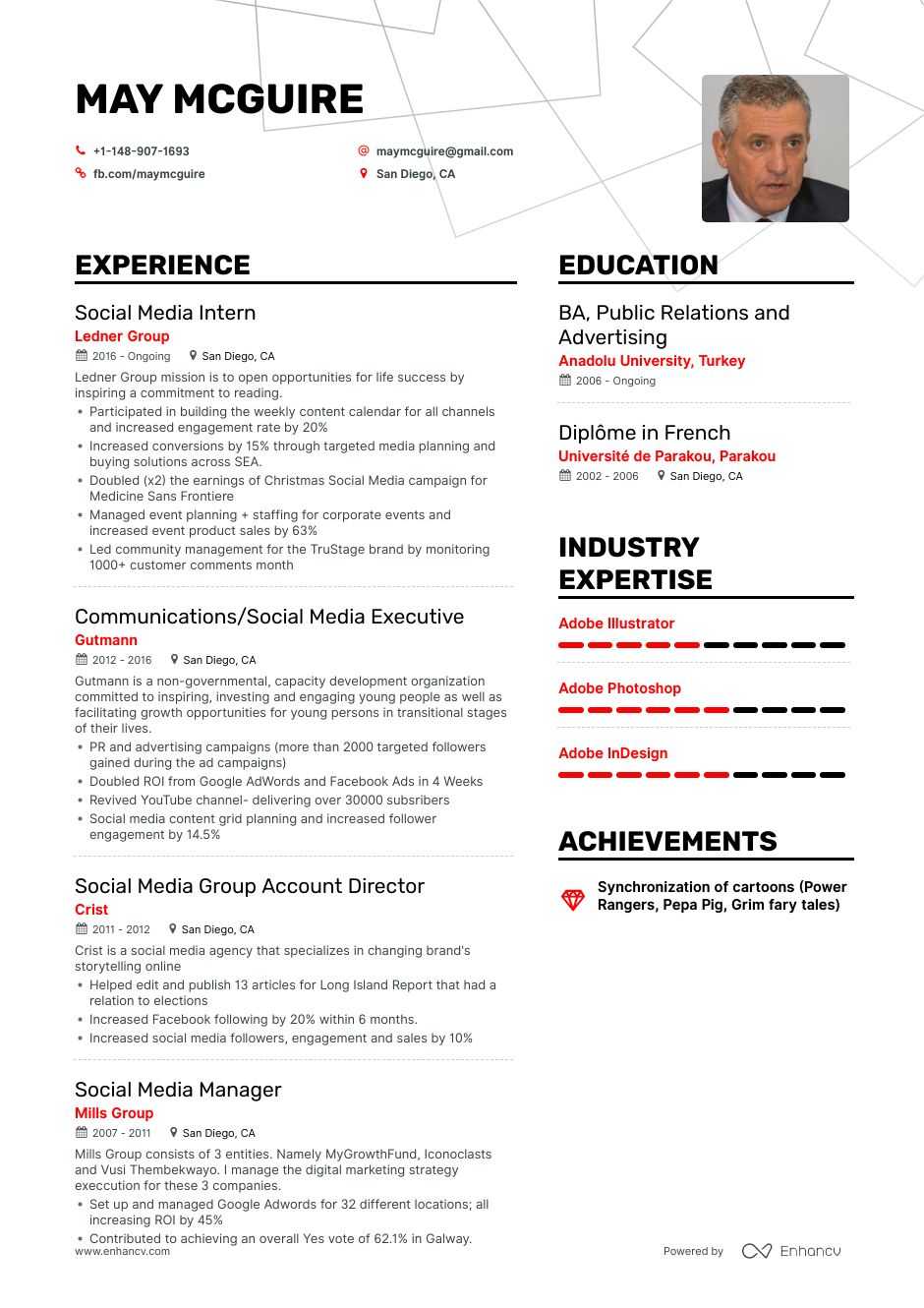 Social Media Resume Example and guide for 2020