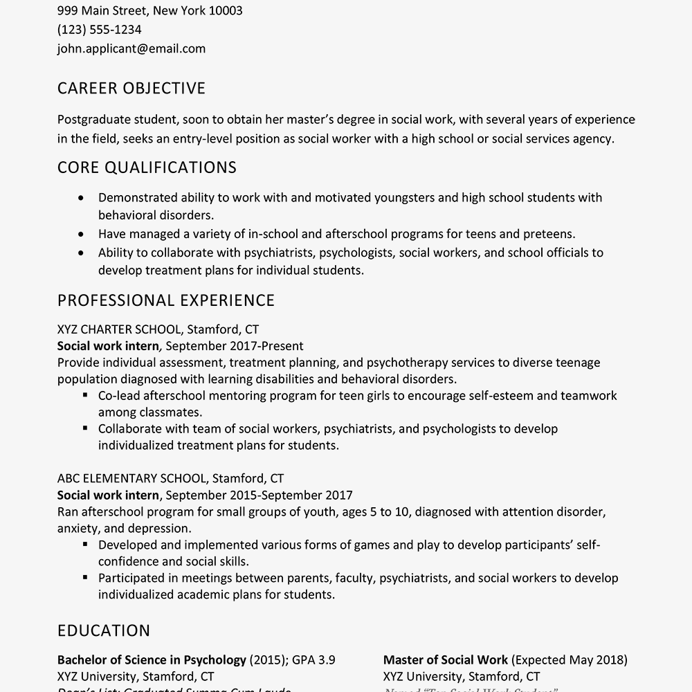 Social Worker Resume and Cover Letter Sample