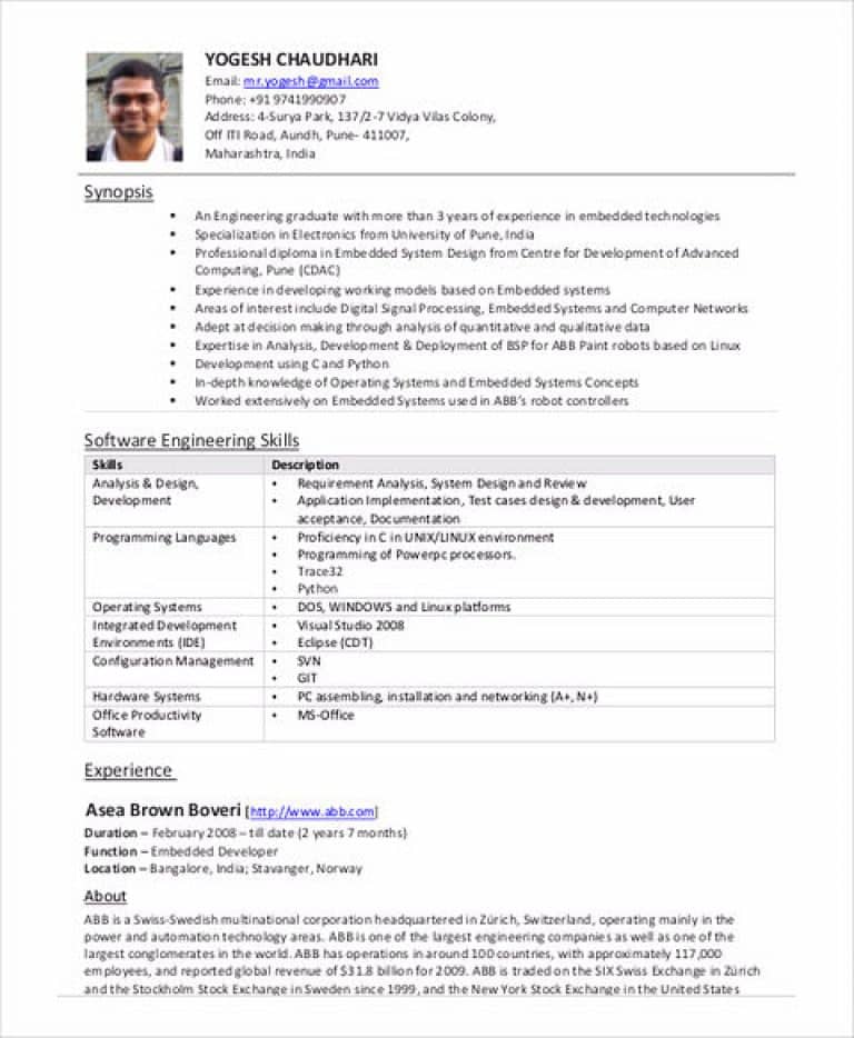 Software Engineer Resume Sample and Tips