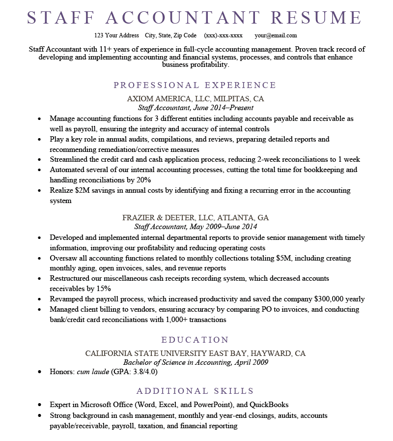 Staff Accountant Resume [Sample &  How to Write]