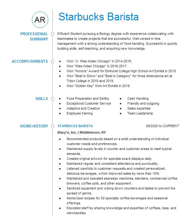 Starbucks Coffee Machines Barista Resume Duties Descriptions Of Zodiac ...