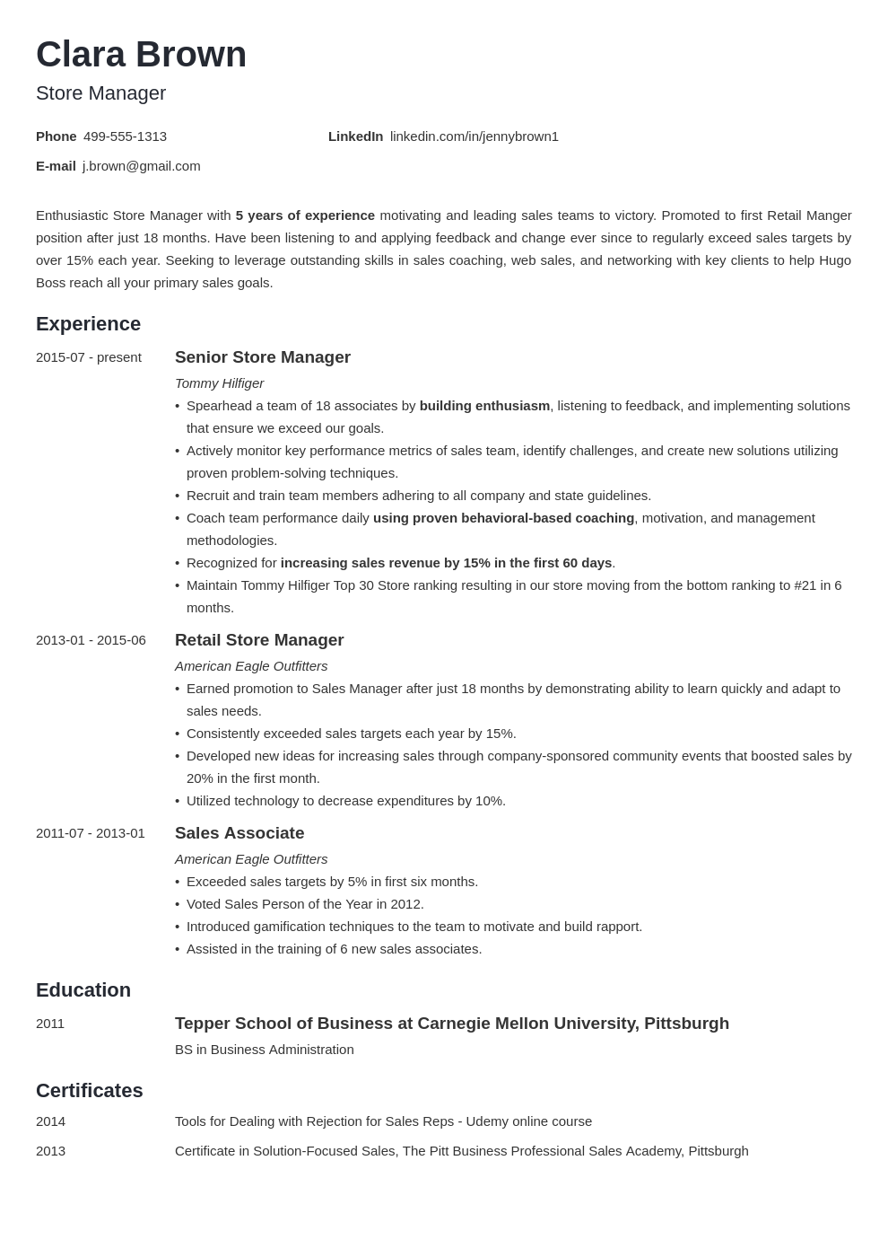 Store Manager Resume Examples [+Job Description &  Skills]