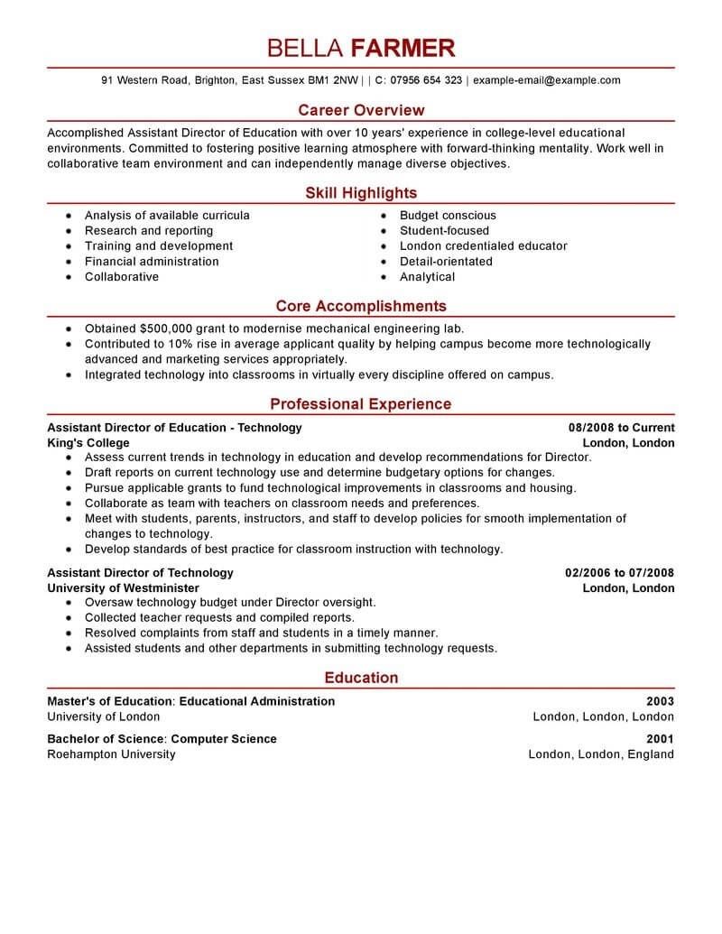 Student Resume Education Section