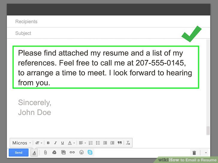 Subject When You Send Resume : Sample Email Cover Letter ...