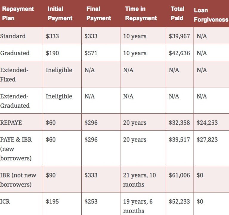 Summary of Student Loan Repayment Plans for 2020