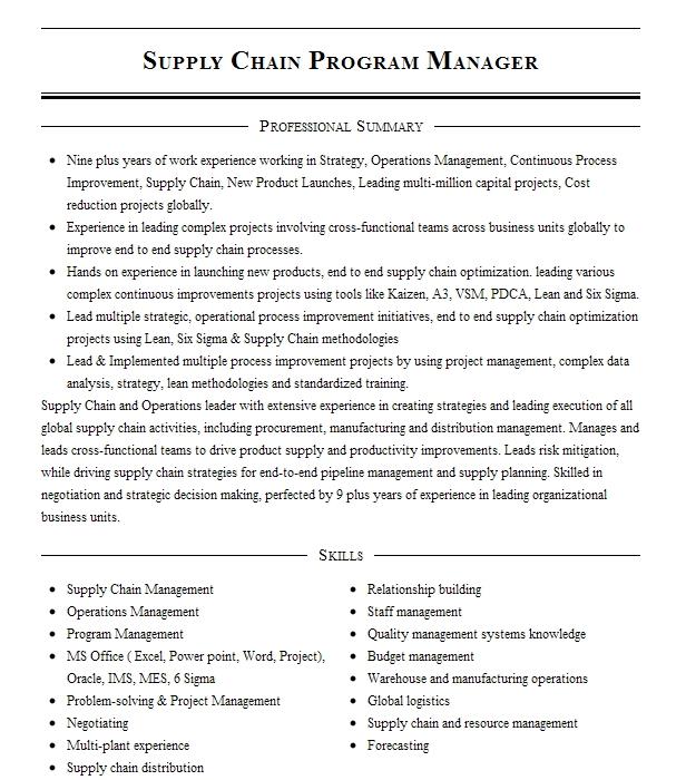 Supply Chain Manager Resume Example Surna