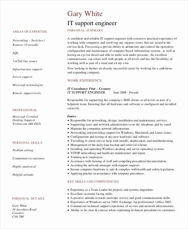 Technical Support Engineer Resume Inspirational 17 Engineering Resume ...