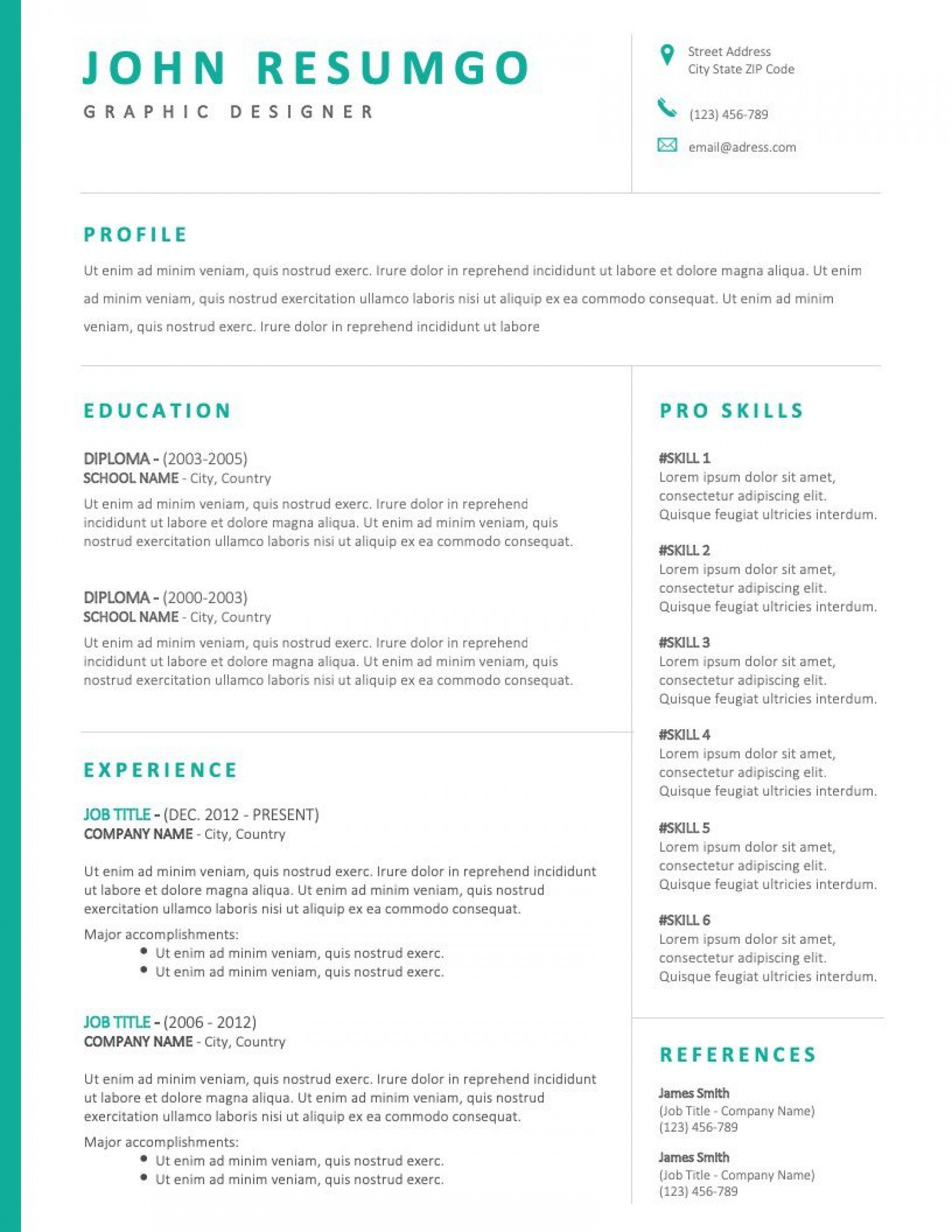 Two Column Resume Template Word ~ Addictionary