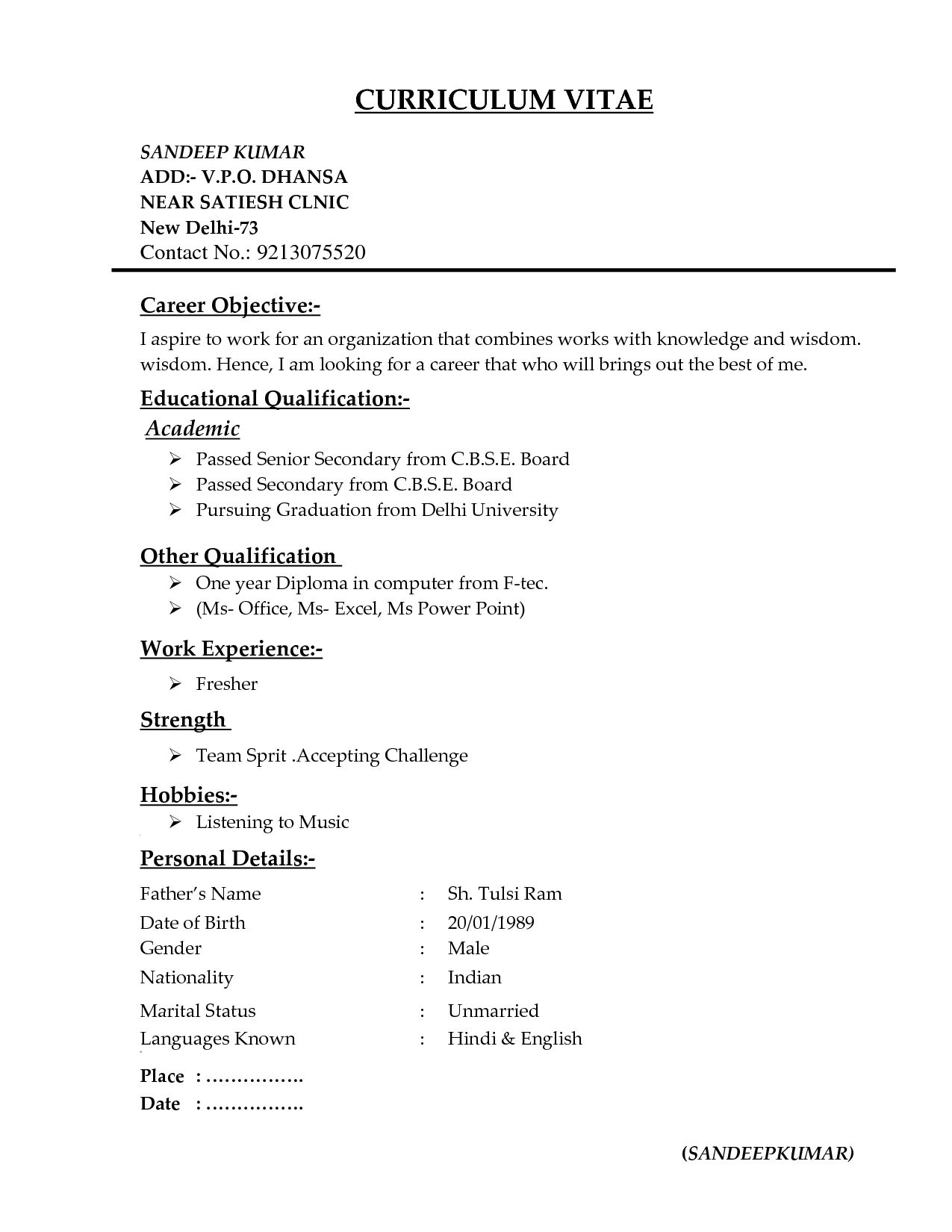 types resume for sample format type best resumes formats ...