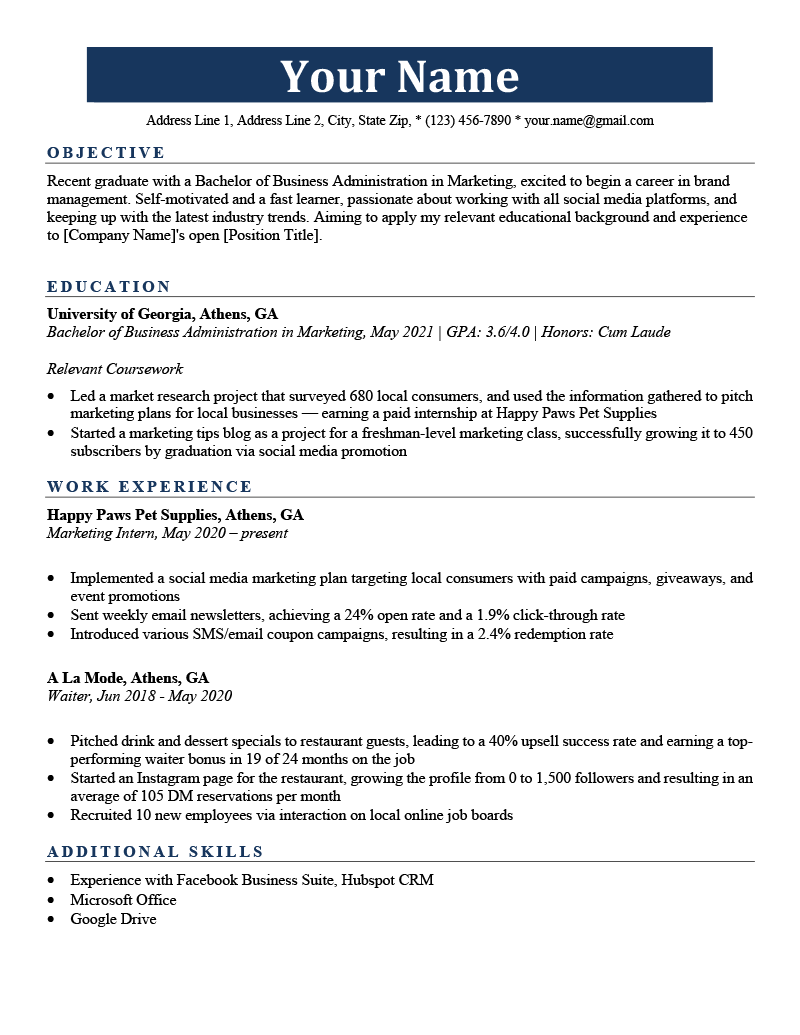 Undergraduate Resume: Examples for Students &  How to Write