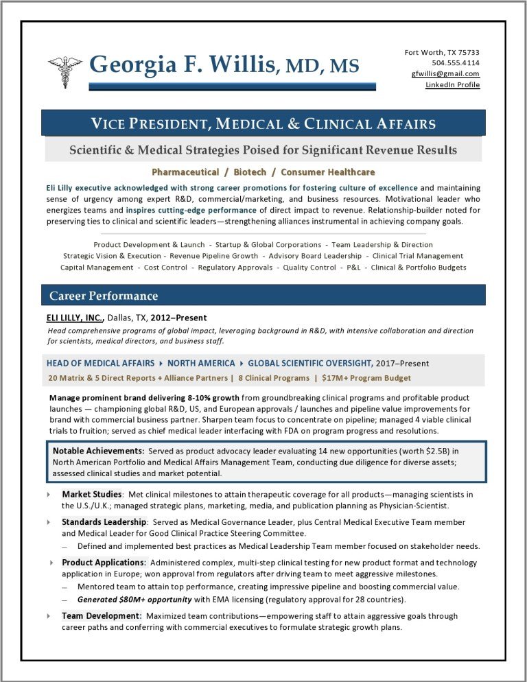 VP Medical Affairs Resume