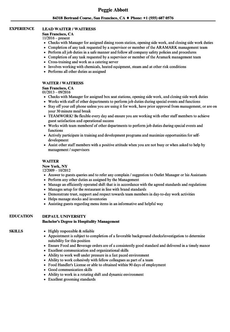 Waitress Resume Check more at https://cleverhippo.org ...