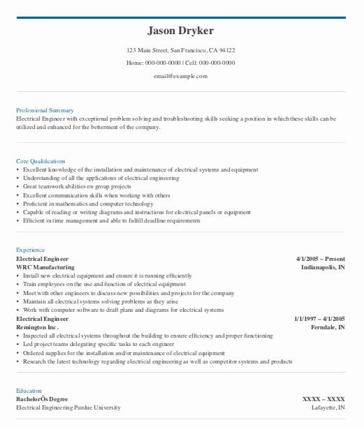 What does an electrical engineerâs resume look like?
