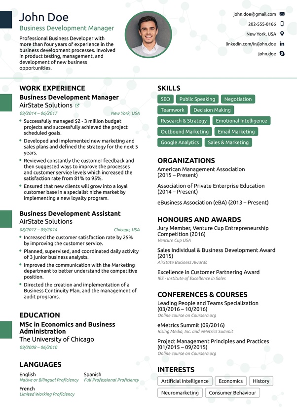 What does an ideal one page resume look like?