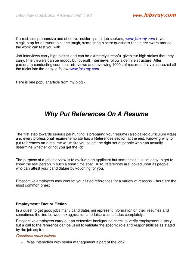 Why Put References On A Resume (from www.jobxray.com)